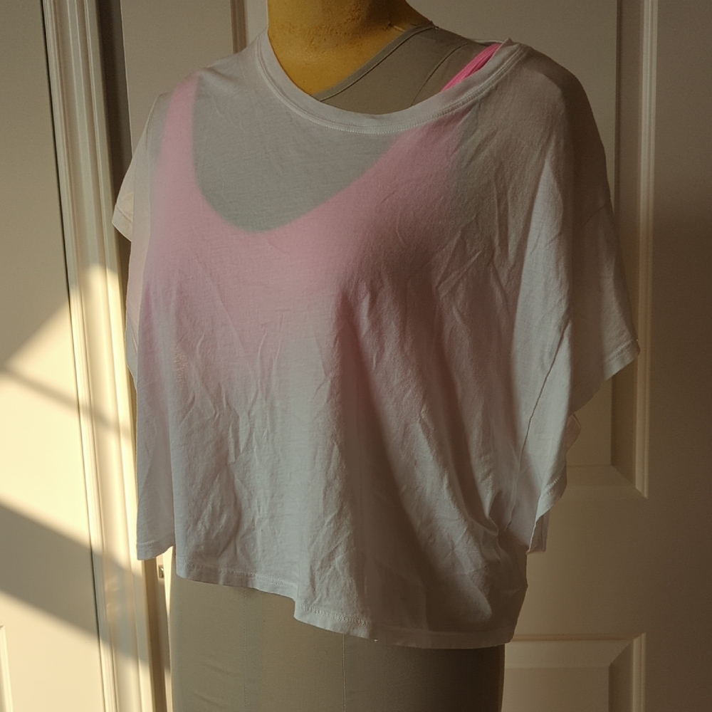 CHRLDR White and Pink Muscle Tee